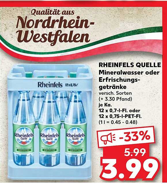 RHEINFELS QUELLE Mineralwasser oder Erfrischungs-getränke