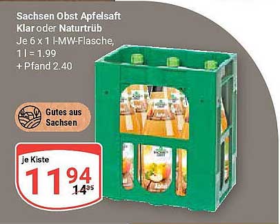 Sachsen Obst Apfelsaft Klar oder Naturtrüb