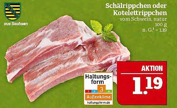 Schälrippchen oder Koteletttrippchen vom Schwein, natur