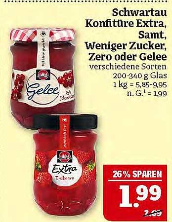 Schwartau Konfitüre Extra, Samt, Weniger Zucker, Zero oder Gelee