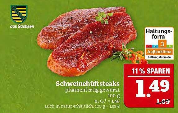 Schweinehüftsteaks pfannenfertig gewürzt