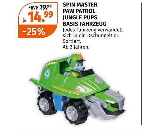 SPIN MASTER PAW PATROL JUNGLE PUPS BASIS FAHRZEUG