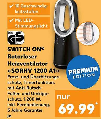 SWITCH ON® Rotorloser Heizventilator »SORHV 1200 A1«