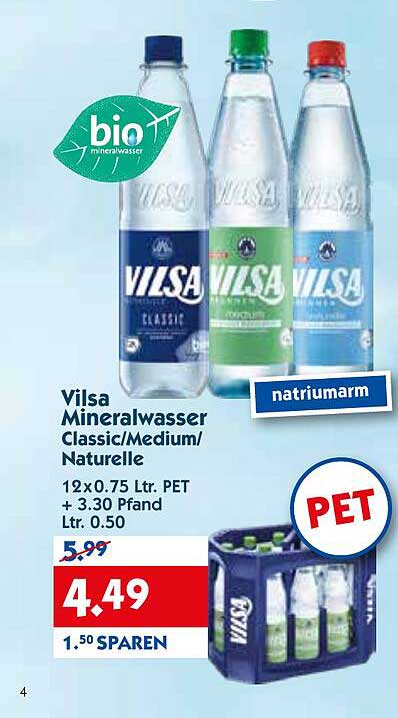 Vilsa Mineralwasser Classic/Medium/Naturelle