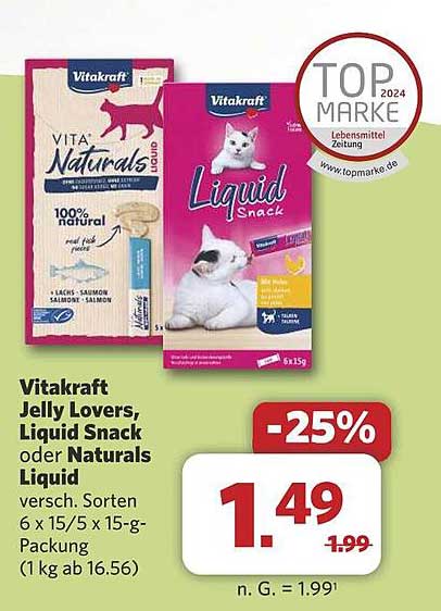 Vitakraft Jelly Lovers, Liquid Snack oder Naturals Liquid