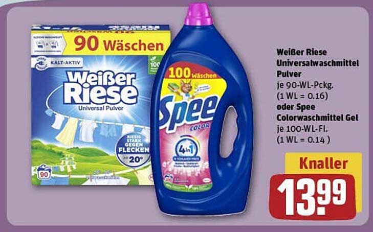 Weißer Riese Universalwaschmittel Pulver oder Spee Colorwaschmittel Gel