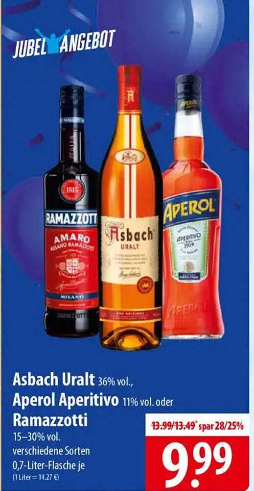 Asbach Uralt, Aperol Aperitivo, Ramazzotti