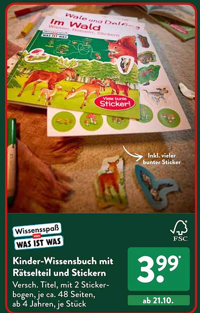 Kinder-Wissensbuch mit Rätselteil und Stickern