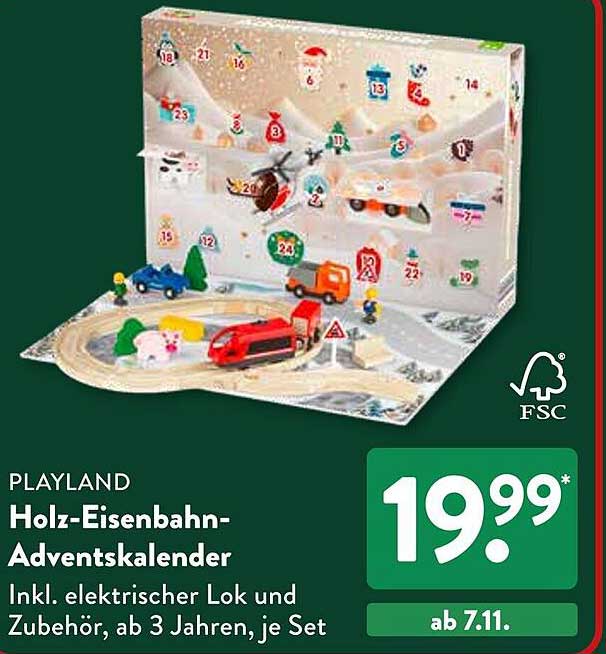 PLAYLAND Holz-Eisenbahn-Adventskalender