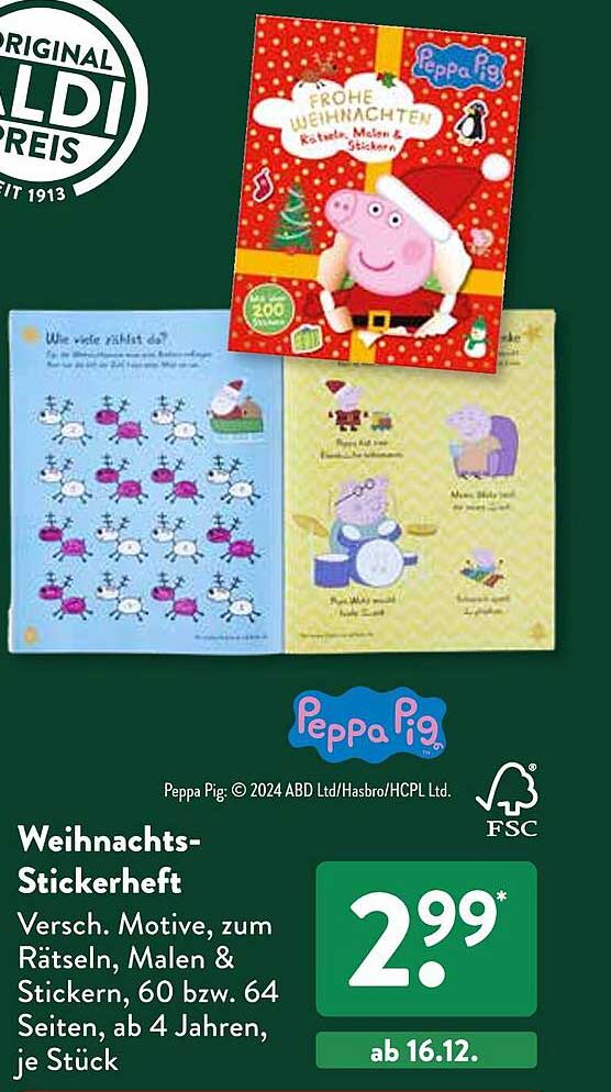 Weihnachts-Stickerheft