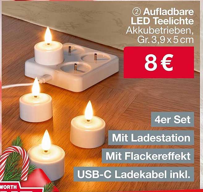 2 Aufladbare LED Teelichte