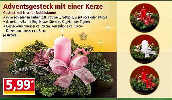 Adventsgesteck mit einer Kerze