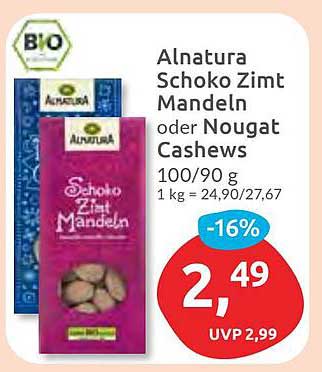 Alnatura Schoko Zimt Mandeln oder Nougat Cashews