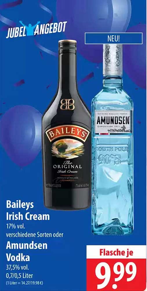 Baileys Irish Cream oder Amundsen Vodka