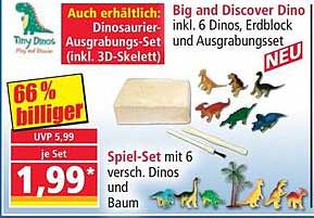 Big and Discover Dino inkl. 6 Dinos, Erdbloch und Ausgrabungsset