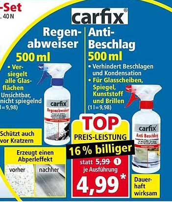 carfix Regenabweißer 500 ml  
carfix Anti-Beschlag 500 ml