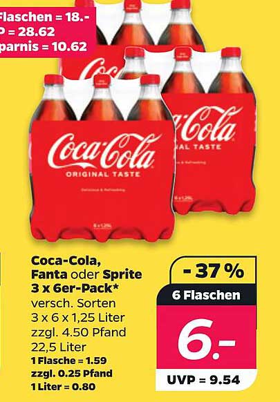 Coca-Cola, Fanta oder Sprite 3 x 6er-Pack*