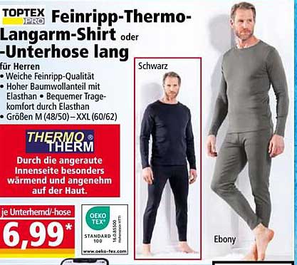 Feinripp-Thermo-Langarm-Shirt oder Unterhose lang