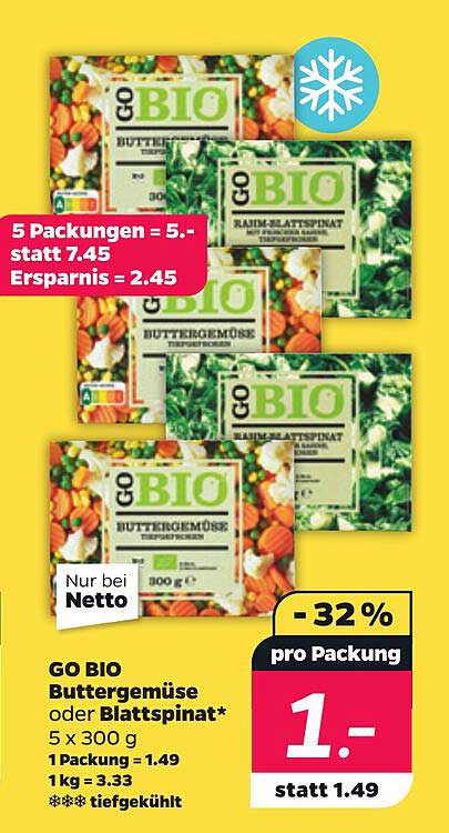 GO BIO Buttergemüse oder Blattspinat*