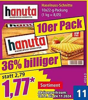 hanuta Haselnuss-Schnitte 10er Pack