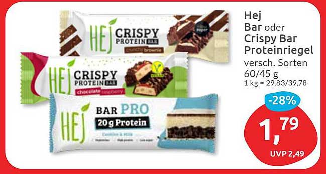 Hej Bar oder Crispy Bar Proteinriegel