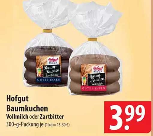 Hofgut Baumkuchen Vollmilch oder Zartbitter