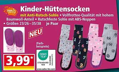 Kinder-Hüttensocken mit Anti-Rutsch-Sohle