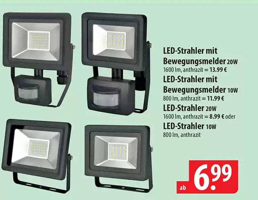 LED-Strahler mit Bewegungsmelder 20W  
LED-Strahler mit Bewegungsmelder 10W  
LED-Strahler 20W  
LED-Strahler 10W  