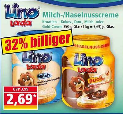 Lino Lada Milch-/Haselnusscreme