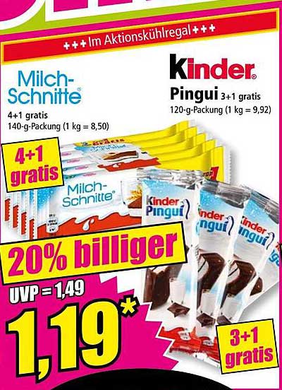 Milch-Schnitte  
Kinder Pingui