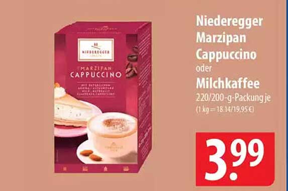 Niederegger Marzipan Cappuccino oder Milchkaffee