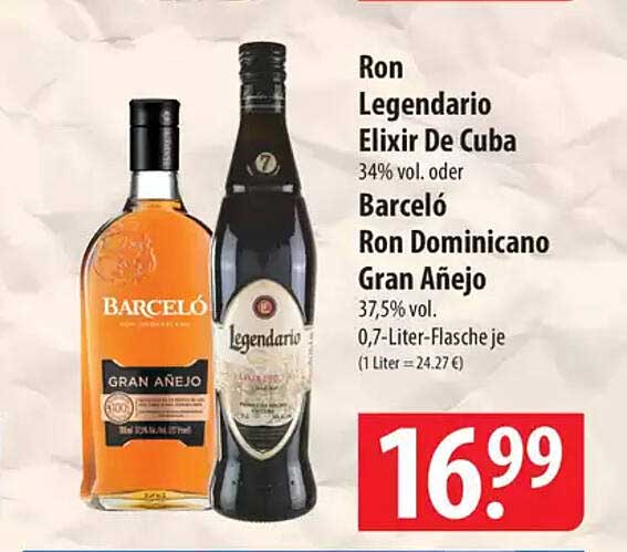 Ron Legendario Elixir De Cuba oder Barceló Ron Dominicano Gran Añejo