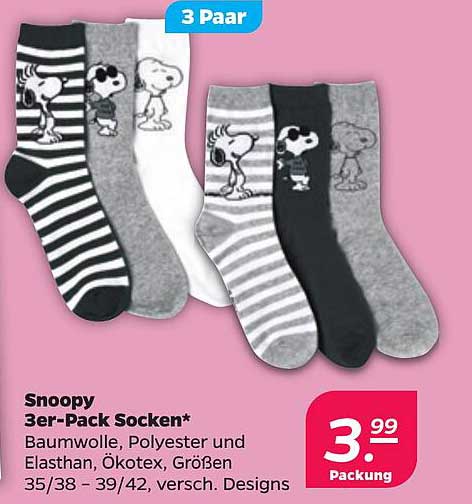 Snoopy 3er-Pack Socken*