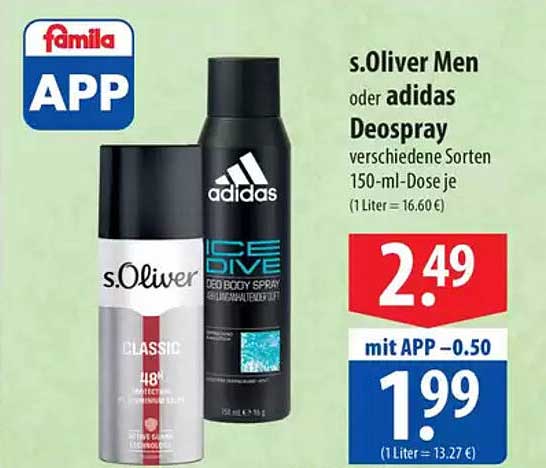 s.Oliver Men oder adidas Deospray