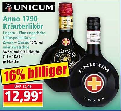 UNICUM Anno 1790 Kräuterlikör