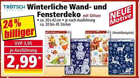 Winterliche Wand- und Fensterdeko mit Glitzer