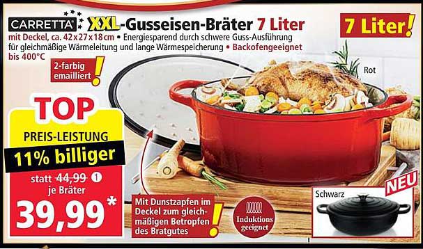 XXL-Gusseisen-Bräter 7 Liter