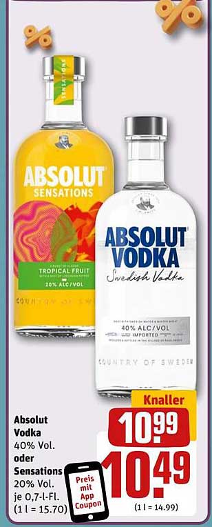 Absolut Vodka oder Absolut Sensations