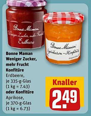 Bonne Maman Weniger Zucker, mehr Frucht Konfitüre Erdbeere