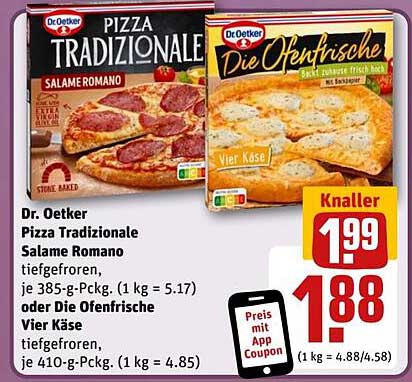 Dr. Oetker Pizza Tradizionale Salame Romano oder Die Ofenfrische Vier Käse