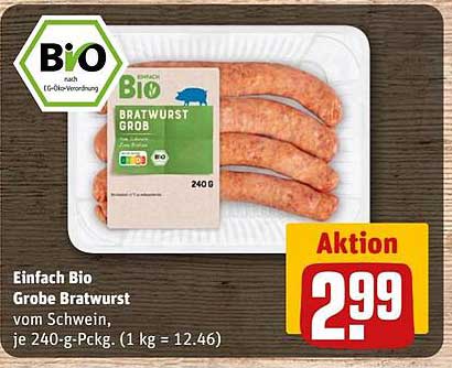 Einfach Bio Grobe Bratwurst