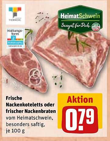 Frische Nacken koteletts oder frischer Nackenbraten vom HeimatSchwein