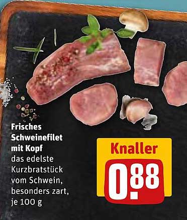 Frisches Schweinefilet mit Kopf