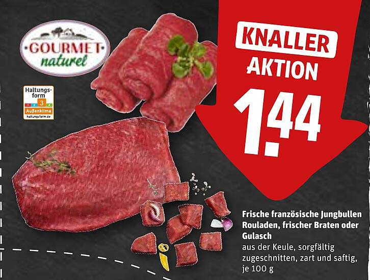 GOURMET naturell Frische französische Jungbullen Rouladen, frischer Braten oder Gulasch