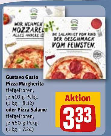 Gustavo Gusto Pizza Margherita oder Pizza Salame