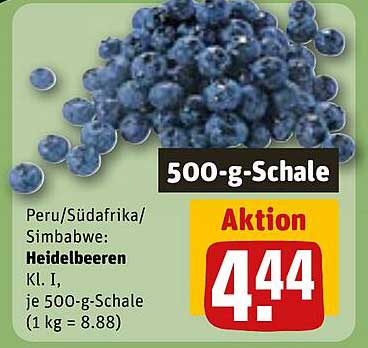 Heidelbeeren Kl. I, je 500-g-Schale