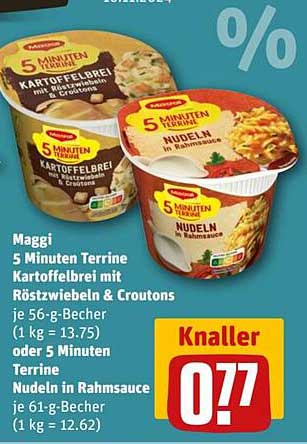 Maggi 5 Minuten Terrine Kartoffelbrei mit Röstzwiebeln & Croutons