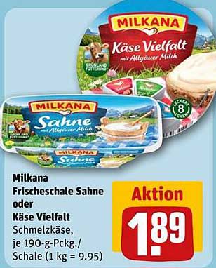 Milkana Frischeschale Sahne oder Käse Vielfalt