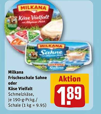 Milkana Frischeschale Sahne oder Käse Vielfalt