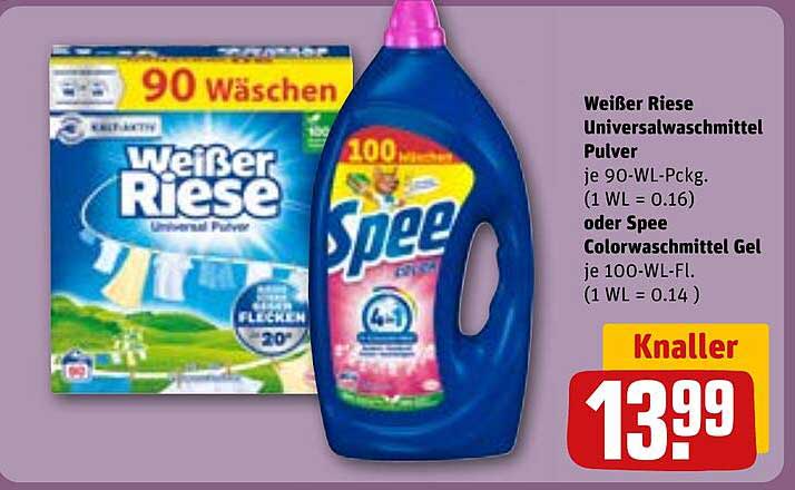 Weißer Riese Universalwaschmittel Pulver oder Spee Colorwaschmittel Gel